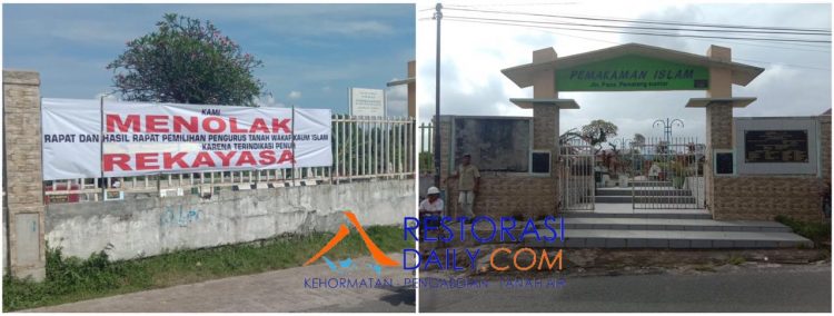 Spanduk Penolakan Pergantian Pengurus Terpasang di Pagar Tanah Wakaf Kaum Islam. Rizal Siagian BNN Pematangsiantar Terpilih sebagai Ketua