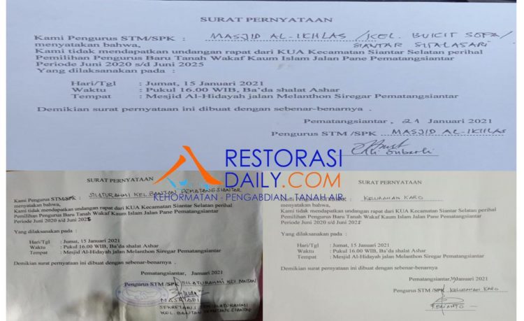Pengurus Sejumlah STM Tak Diundang dalam Pemilihan Pengurus Tanah Wakaf, Reputasi Ka KUA Siantar Selatan Diambang Kehancuran