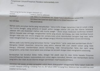 Hak Jawab Zainul Arifin Siregar
